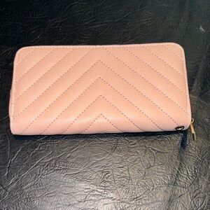 Quilted Chevron Zip-Around Wallet - Pink